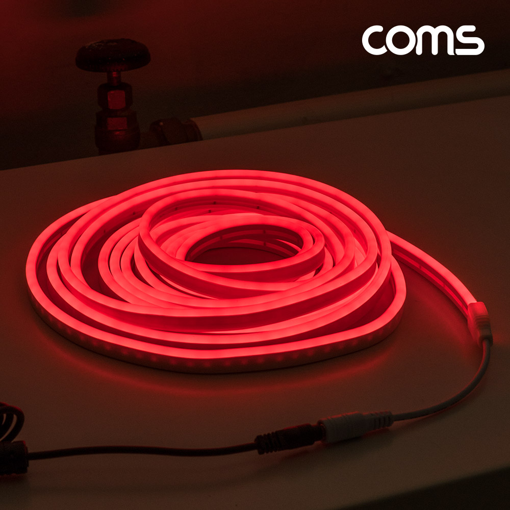 Coms LED 슬림형(줄/띠형/보급형) / DC 12V 전원 / 5M / RED / 조명 호스/ 감성 네온 인테리어 DIY / LED 램프, 랜턴, 무드등 / 컬러 조명(색조명)