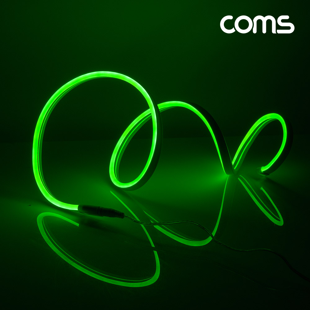 Coms LED 슬림형(줄/띠형/보급형) / DC 5V 전원 / 1M / Green / 조명 호스/ 감성 네온 인테리어 DIY / LED 램프, 랜턴, 무드등 / 컬러 조명(색조명) / LED(120ea) / IP64