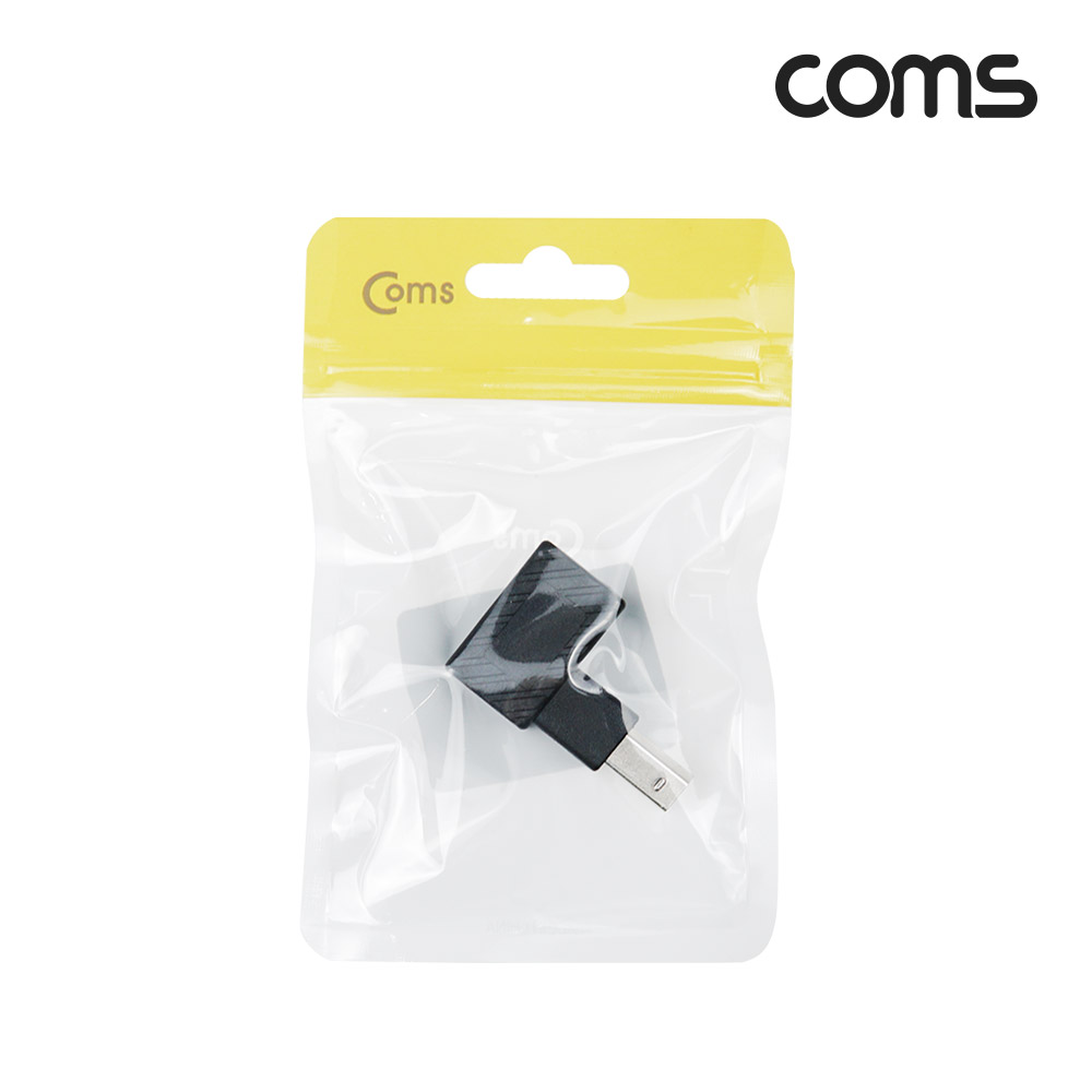 Coms USB 젠더, USB 2.0 type B M/F, 좌하향 꺾임, B 타입