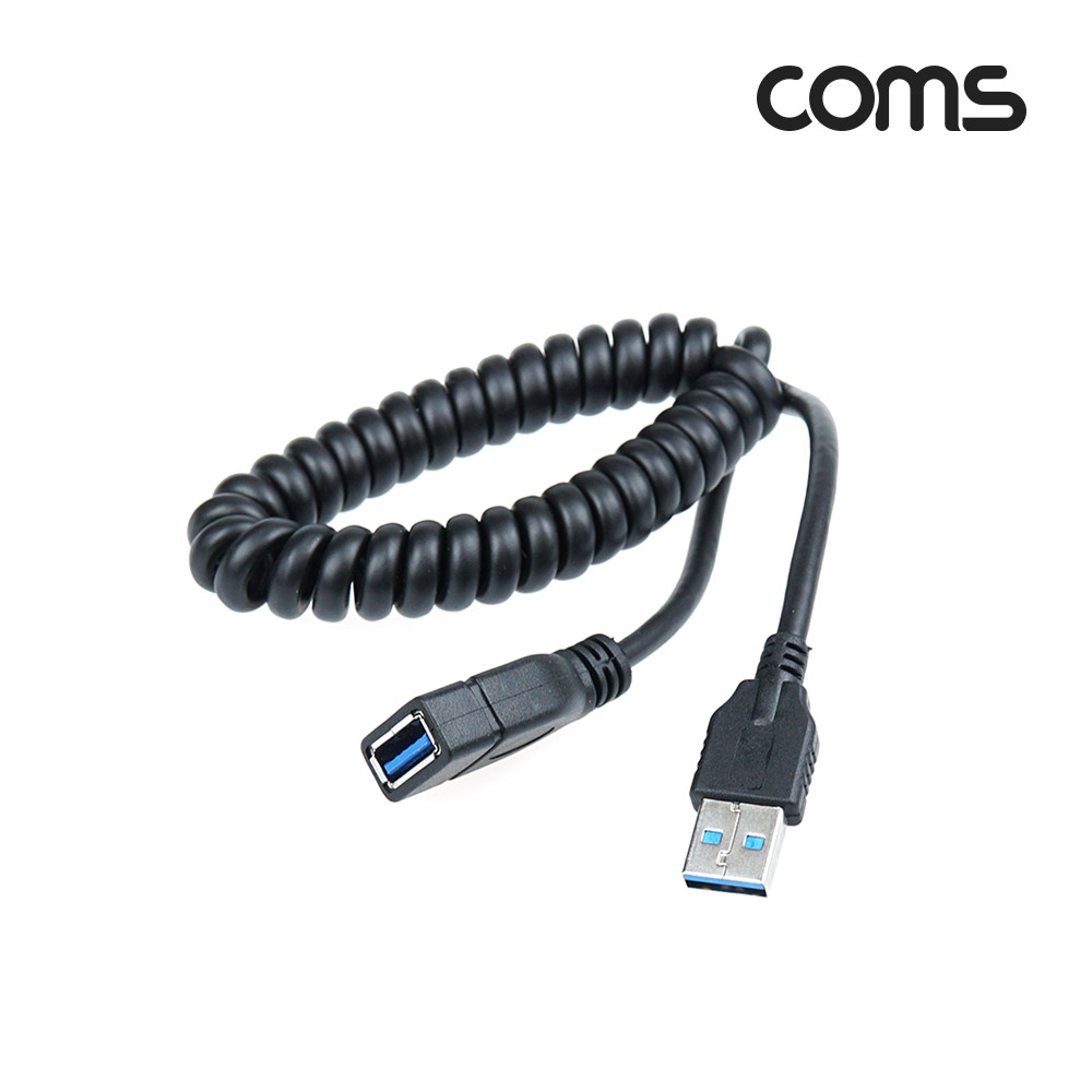 Coms USB 3.0 스프링 연장 케이블 30cm~110cm, 5Gbps 고속 전송, Type A(A 타입) MF