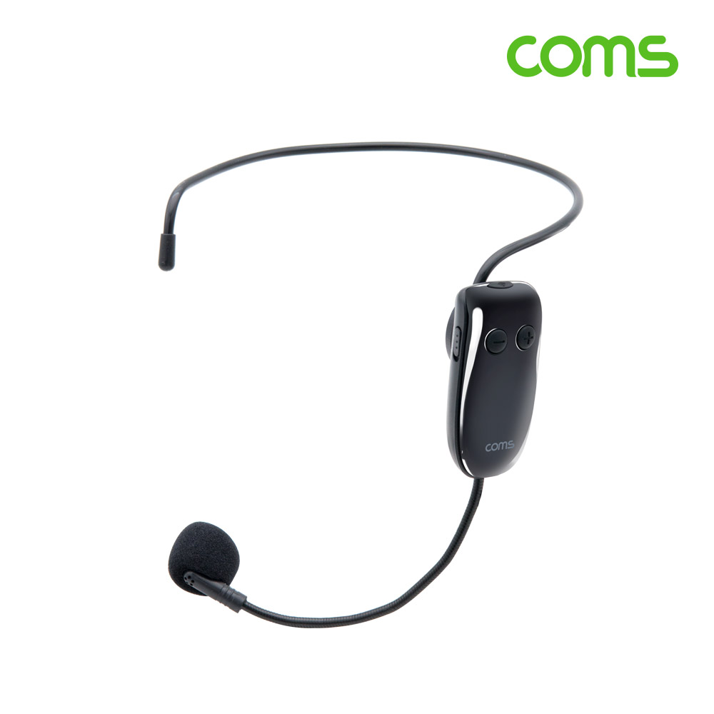 Coms UHF 무선 헤드셋형 마이크 & 리시버(수신기) 세트, 3.5Ø to 6.3Ø 변환 젠더, PC 데스크탑 연결, 스피커 앰프 연결, 핸디 마이크
