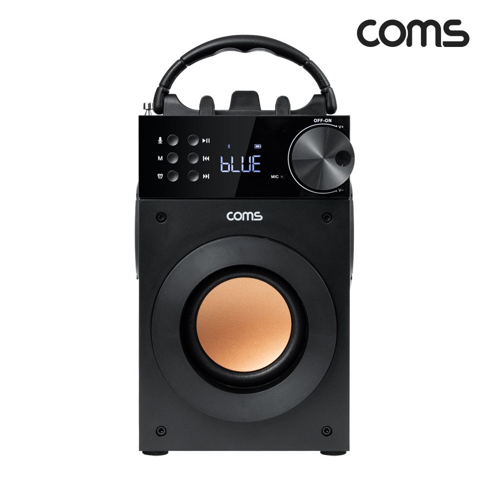 Coms 포터블 블루투스 스피커 20W, 3형 우퍼, 52mm 트위터 내장, 스테레오FM라디오, 휴대용