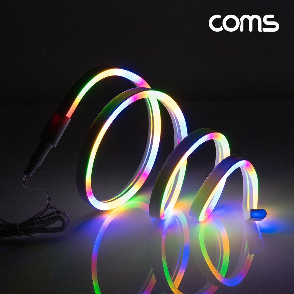 Coms LED 슬림형(줄/띠형/보급형) / DC 5V 전원 / 1M / RGB / 조명 호스/ 감성 네온 인테리어 DIY / LED 램프, 랜턴, 무드등 / 컬러 조명(색조명)