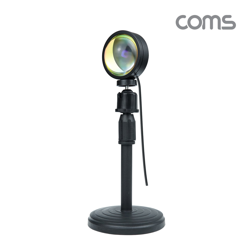 Coms 선셋 조명, 스튜디오 LED 조명 램프(필터 4종), 스탠드형, 무지개 레인보우 빔 램프(랜턴), 감성 인테리어, 노을 석양 무드등, 색조명, 촬영 카메라 필터