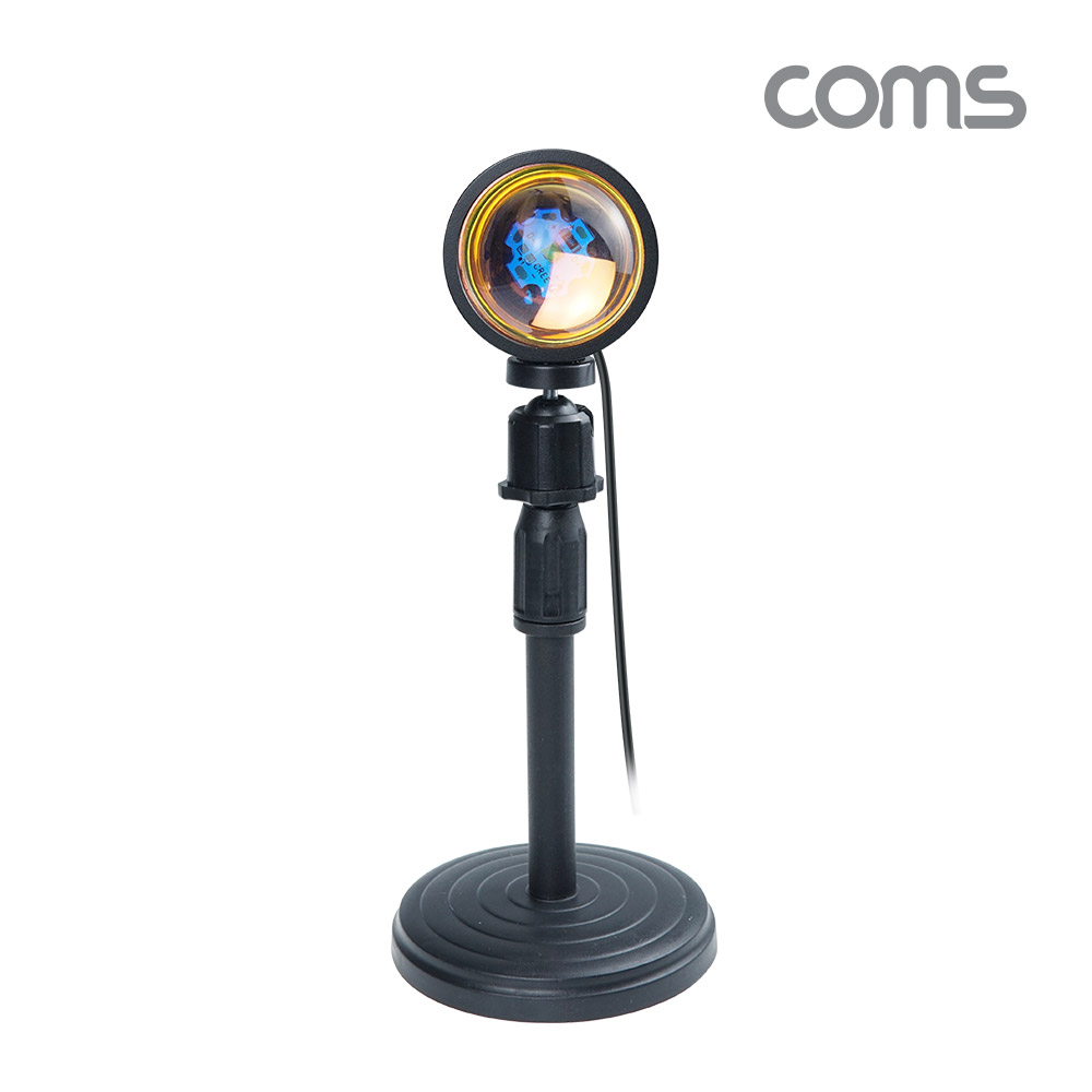 Coms 선셋 조명, 스튜디오 LED 조명 램프(필터 4종), 스탠드형, 무지개 레인보우 빔 램프(랜턴), 감성 인테리어, 노을 석양 무드등, 색조명, 촬영 카메라 필터