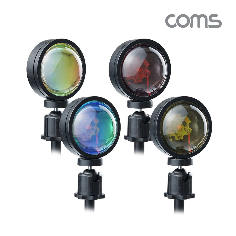 Coms 선셋 조명, 스튜디오 LED 조명 램프(필터 4종), 스탠드형, 무지개 레인보우 빔 램프(랜턴), 감성 인테리어, 노을 석양 무드등, 색조명, 촬영 카메라 필터