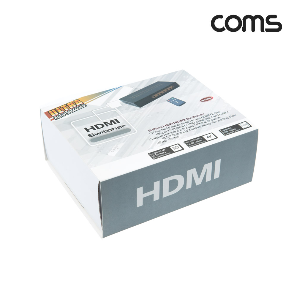 Coms HDMI 2.0 선택기 (3:1), 4K@60Hz, IR, 리모컨, Auto스위치