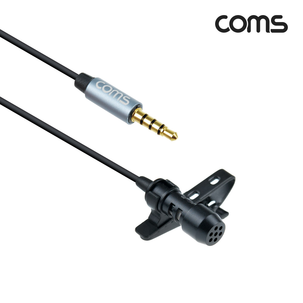 Coms 스마트폰 핀 마이크, 유선, 소형, 미니, 클립형, ST 3.5mm AUX, 스테레오 4극, 1.5M