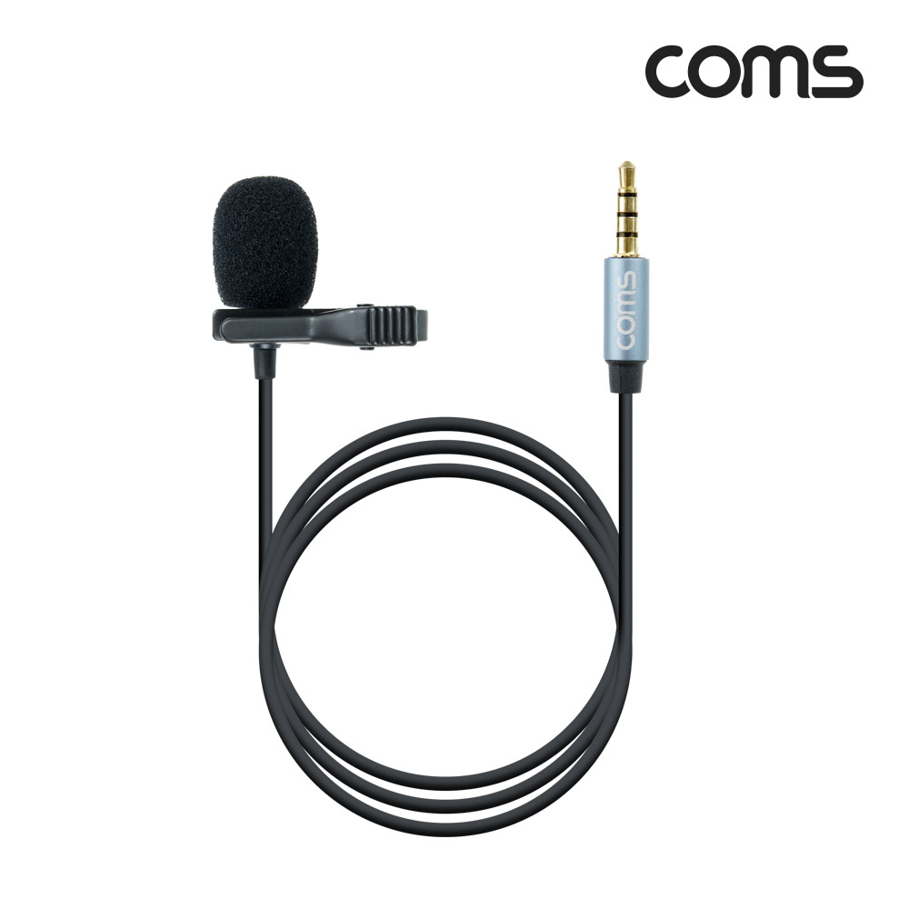 Coms 스마트폰 핀 마이크, 유선, 소형, 미니, 클립형, ST 3.5mm AUX, 스테레오 4극, 1.5M