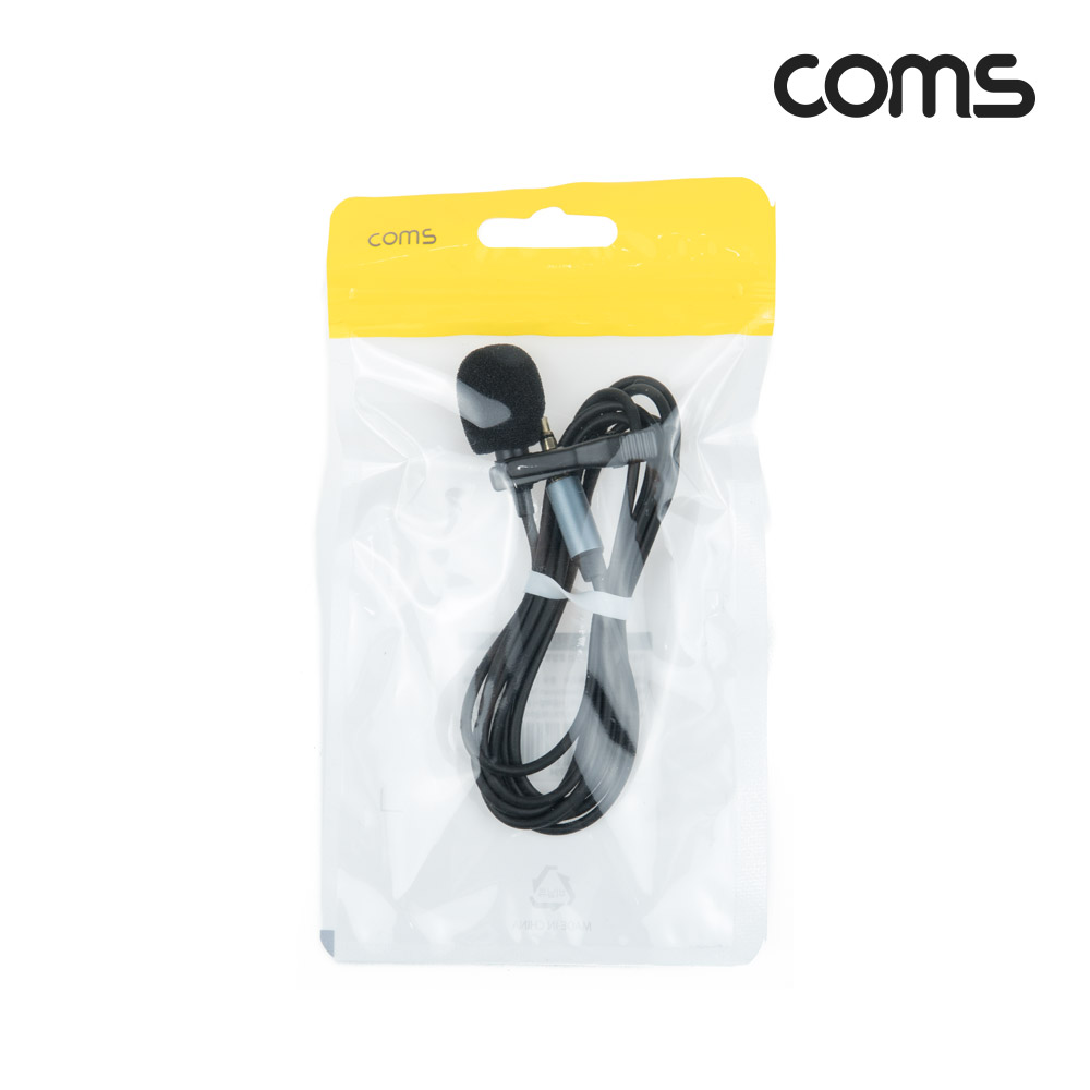 Coms 스마트폰 핀 마이크, 유선, 소형, 미니, 클립형, ST 3.5mm AUX, 스테레오 4극, 1.5M