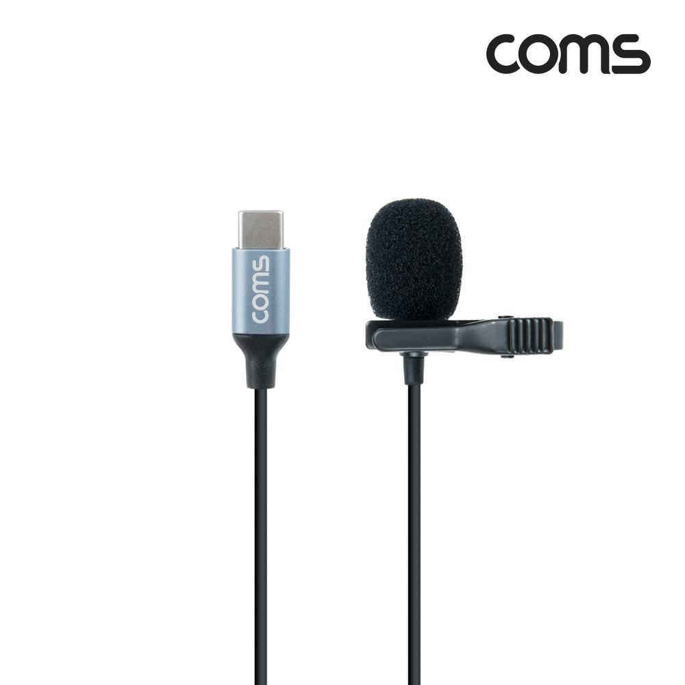 Coms 스마트폰 핀 마이크, 유선, 소형, 미니, 클립형, USB 3.1(Type C), 1.5M