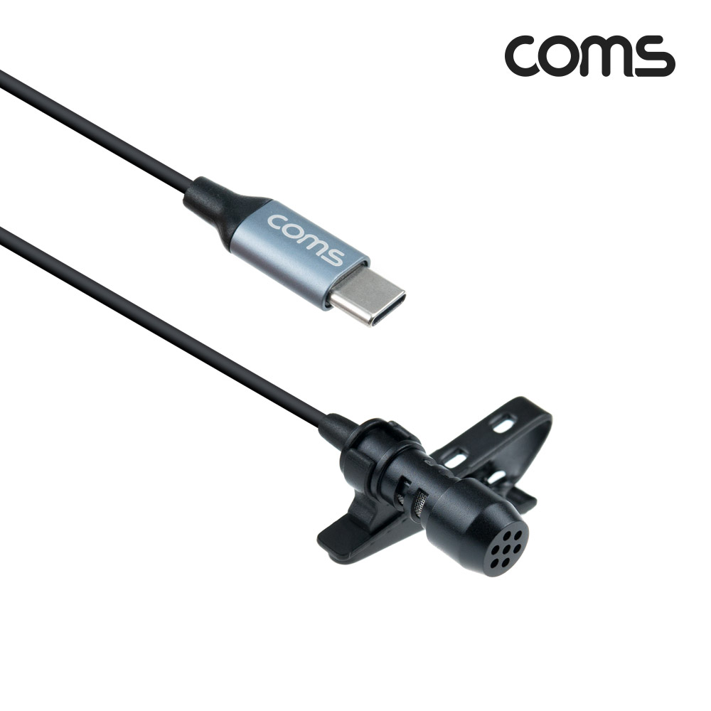 Coms 스마트폰 핀 마이크, 유선, 소형, 미니, 클립형, USB 3.1(Type C), 1.5M