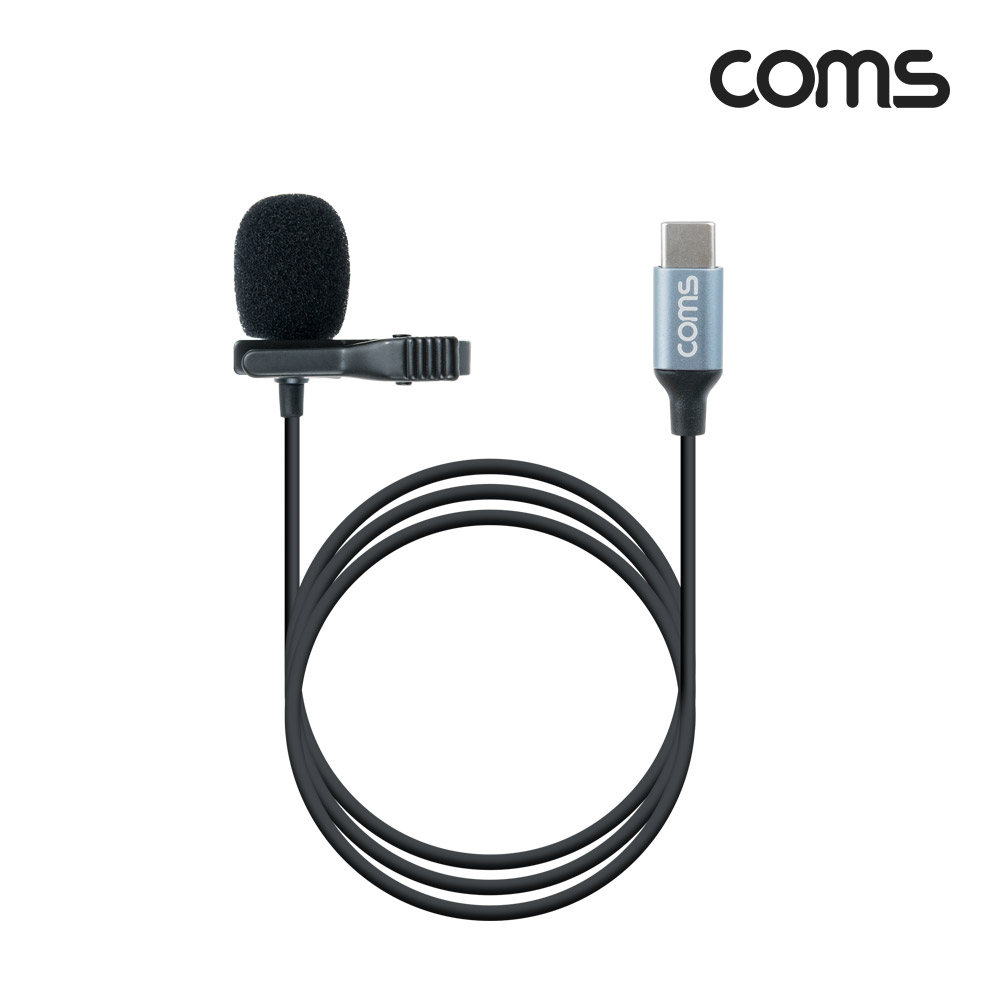 Coms 스마트폰 핀 마이크, 유선, 소형, 미니, 클립형, USB 3.1(Type C), 1.5M