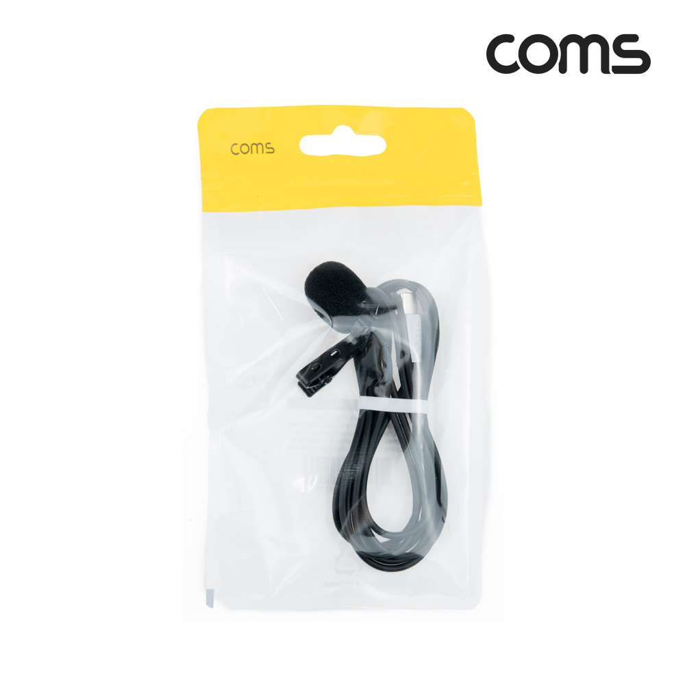 Coms 스마트폰 핀 마이크, 유선, 소형, 미니, 클립형, USB 3.1(Type C), 1.5M