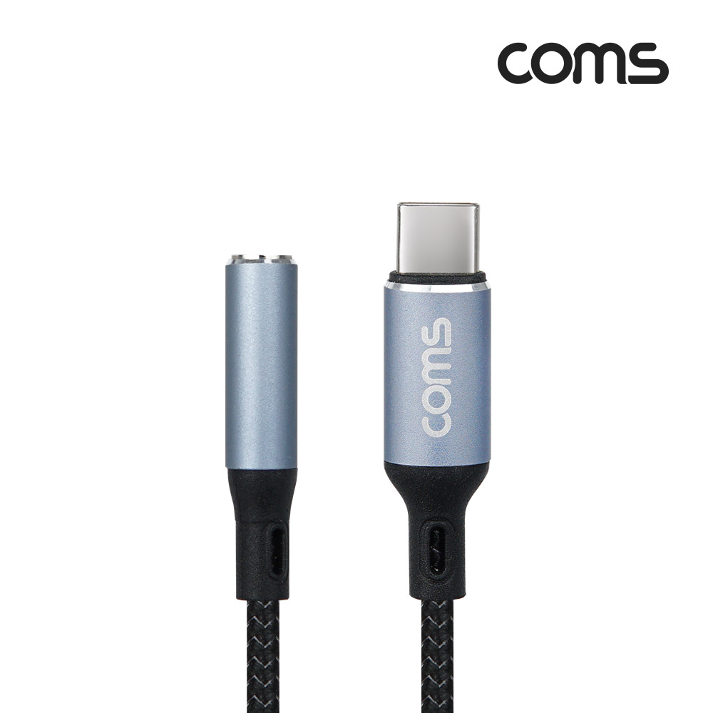 Coms USB 3.1 (Type C) to AUX 3.5mm 스테레오 오디오 컨버터, 다기능 Stereo 변환 젠더 케이블, 13cm, 4가지 음성변조 기능, 5가지 사운드