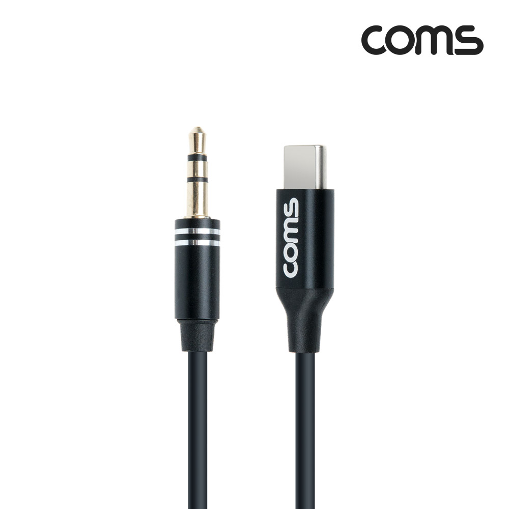 Coms USB 3.1 Type C to ST 3.5mm AUX 케이블 Black 1M, 스테레오, 스마트폰 오디오 연결