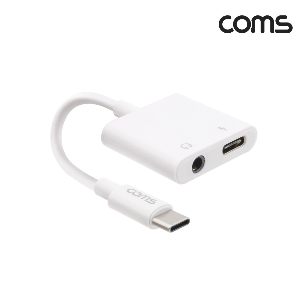 Coms USB 3.1(Type C) 오디오 컨버터, Type C to Type C 충전 + ST 3.5 AUX 듀얼 젠더, 이어폰 젠더, 스테레오, 케이블