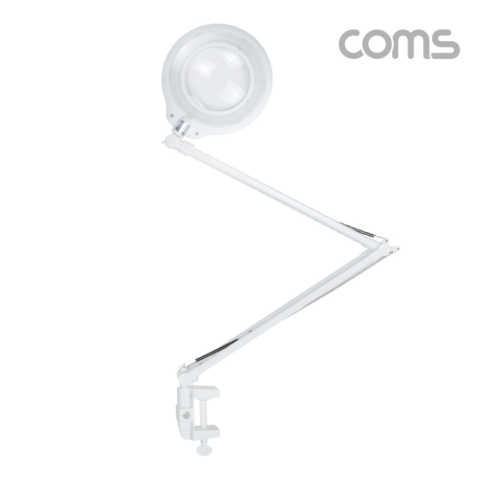 Coms 스탠드 LED 돋보기 확대경 폴더형, 책상 탁상 테이블 나사 고정, 램프 조명
