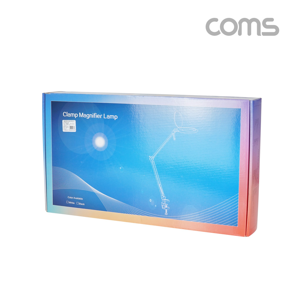 Coms 스탠드 LED 돋보기 확대경 폴더형, 책상 탁상 테이블 나사 고정, 램프 조명