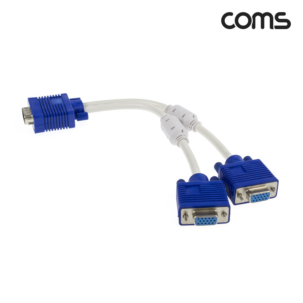 Coms RGB 모니터 케이블 20cm, Y형 2분배, 15Pin Male to 15Pin Female x2
