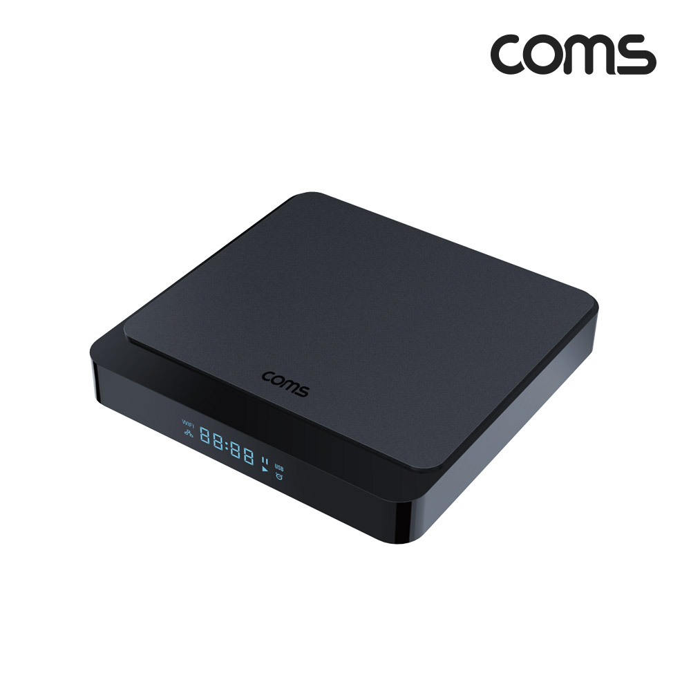 Coms 안드로이드 TV 박스, Android 10, HDMI UHD 4K 30Hz, 쿼드코어, 리모컨, TV 연결, 유선 무선 네트워크, 구글 플레이 유튜브 넷플릭스 시청, 미러링, 미라캐스트 지원