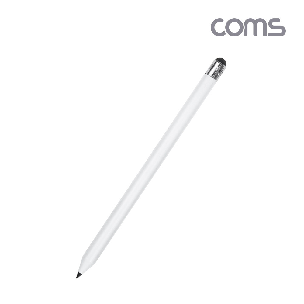Coms 터치펜 원형 연필 15cm, White, 스타일러스, 스마트폰 화면 터치, 펜슬형