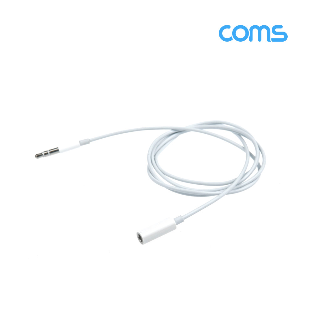 Coms 3극 3.5Ø 스테레오 연장 케이블 (M/F), White, stereo, AUX, 1M