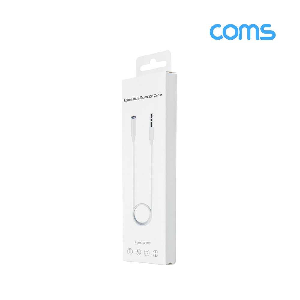 Coms 3극 3.5Ø 스테레오 연장 케이블 (M/F), White, stereo, AUX, 1M