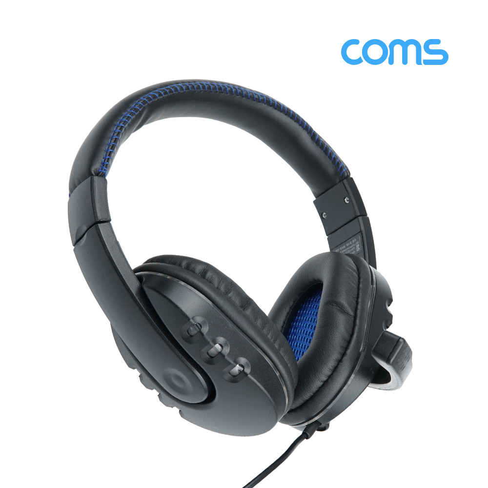 Coms LED 유선 헤드셋, 볼륨 컨트롤러, 마이크장착, USB A타입 연결, 음악감상, 게이밍용, 게임