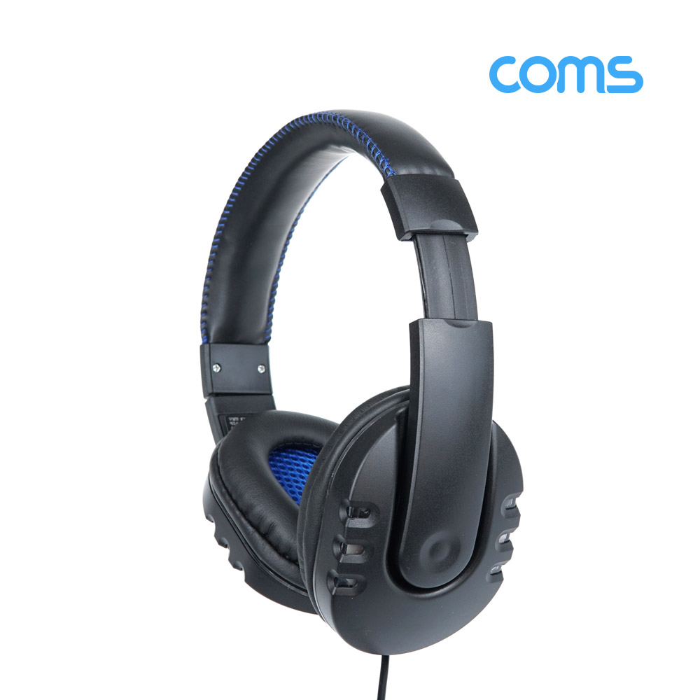Coms LED 유선 헤드셋, 볼륨 컨트롤러, 마이크장착, USB A타입 연결, 음악감상, 게이밍용, 게임