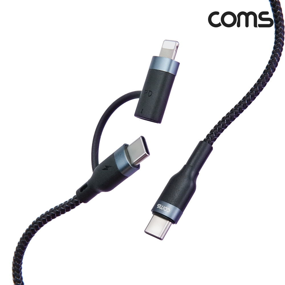Coms 2 in 1 PD 고속충전 케이블 1m, USB 3.1(Type C) C타입+iOS 8Pin 8핀 PD지원
