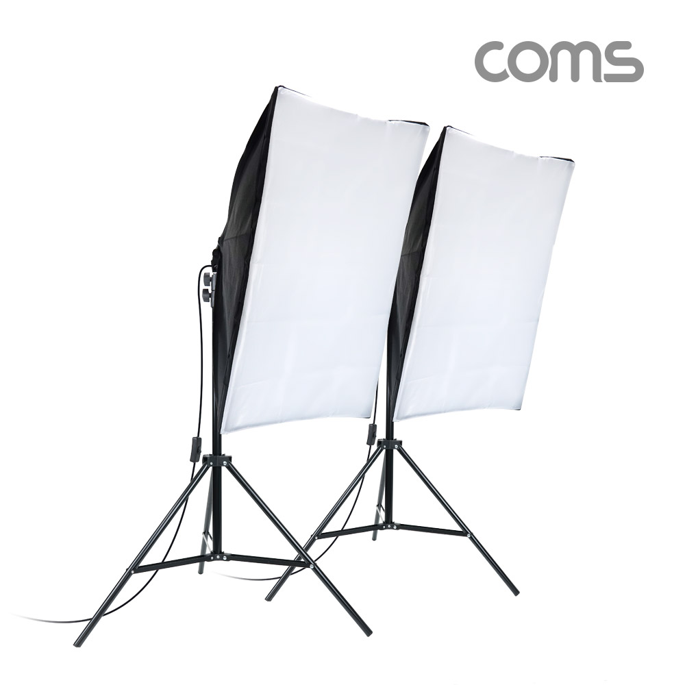 Coms 지속광 소프트 박스 조명 세트(중형 100W 2개입), 제품 상품 사진 촬영 방송 장비, 1인 개인방송 유튜브 쇼핑몰, 미니 스튜디오