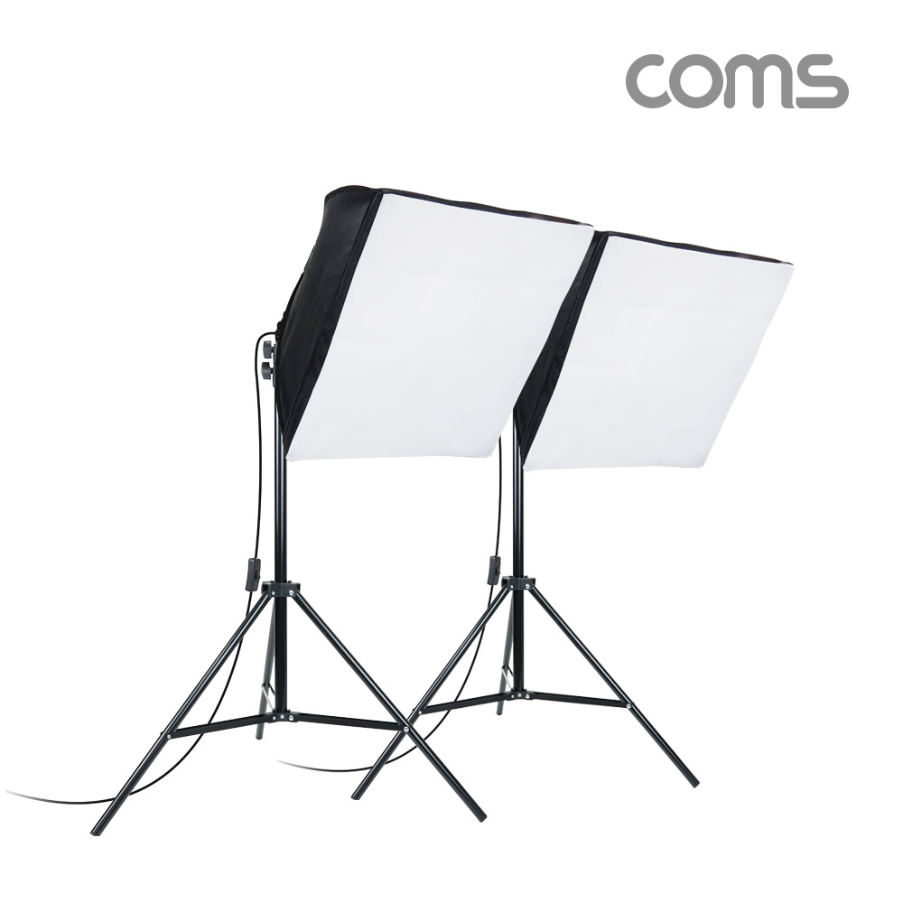 Coms 지속광 소프트 박스 조명 세트(소형 100W 2개입), 제품 상품 사진 촬영 방송 장비, 1인 개인방송 유튜브 쇼핑몰, 미니 스튜디오