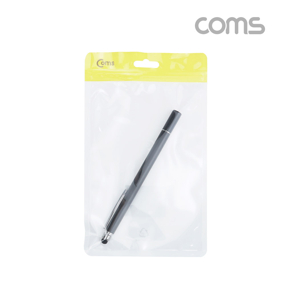 Coms 정전식 스마트폰 터치펜, 터치볼, 디스크형, Black 메탈 블랙, 화면 터치, 볼펜형