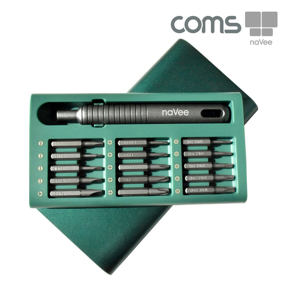 Coms 나비 정밀드라이버(NV90-MDV31) 그린 / 다용도 멀티 공구, 정밀 스크류 드라이버 비트 십자 별 육각