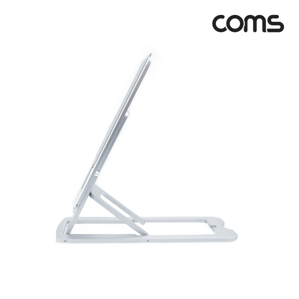Coms 접이식 스마트폰 거치대 / 스탠드 / 탁상용 / 알루미늄 / 실버 / 7단 각도조절 / 높이조절