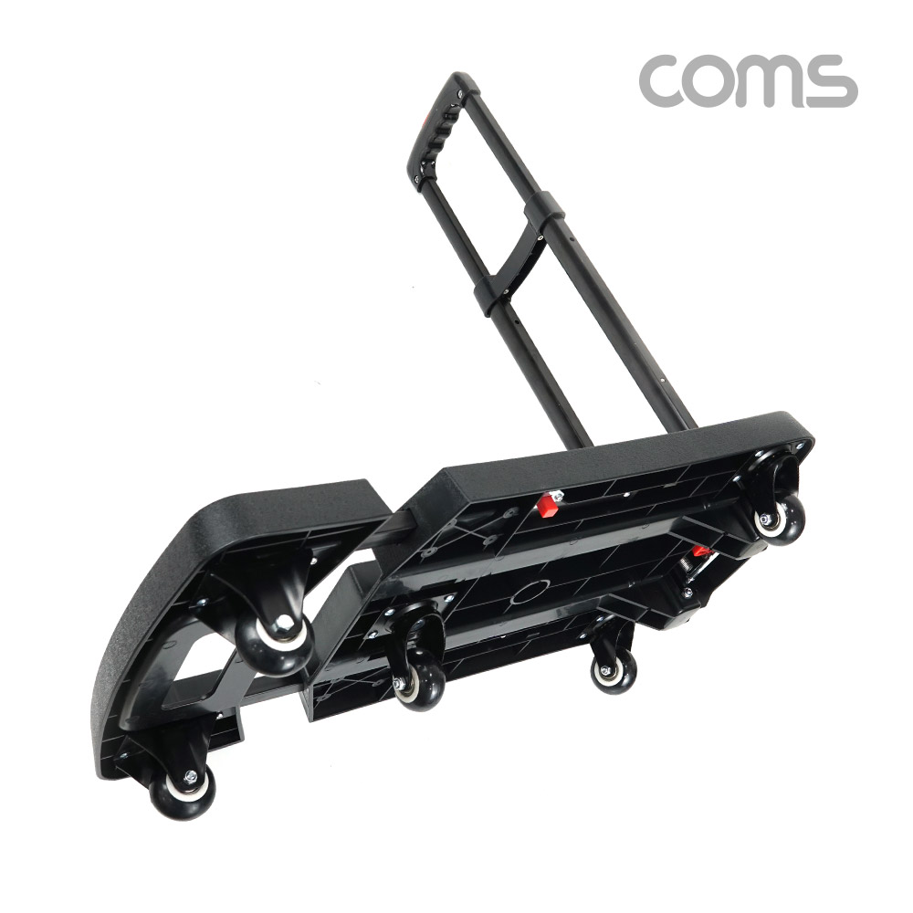 Coms 접이식 핸디 캐리어, 물류 쇼핑 카트, 다용도, 폴딩, 5륜 바퀴, 3단 조절 높이, 바닥 확장, 최대 100KG 하중