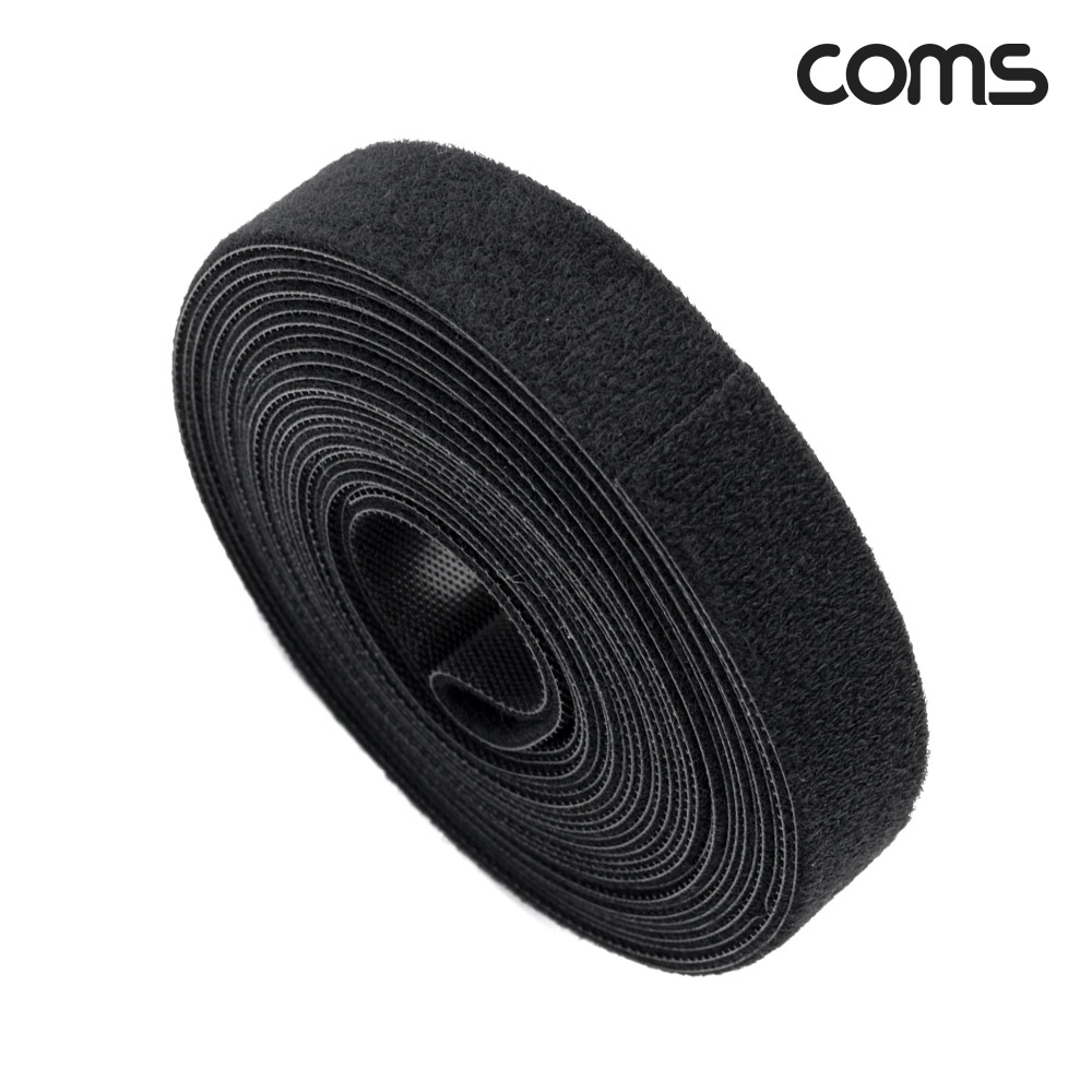 Coms 케이블 벨크로 타이 5m Black, 길이 5m 폭 2cm 케이블 정리