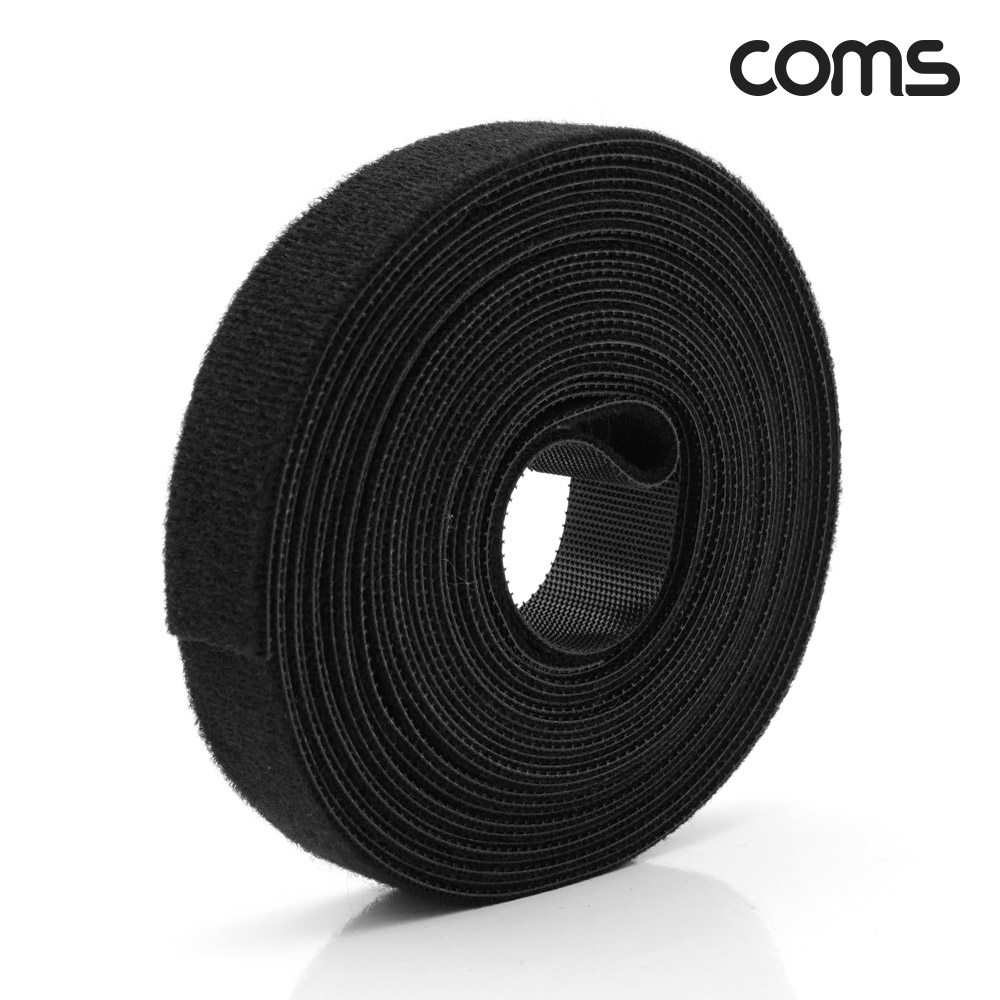 Coms 케이블 벨크로 타이 5m Black, 길이 5m 폭 2cm 케이블 정리