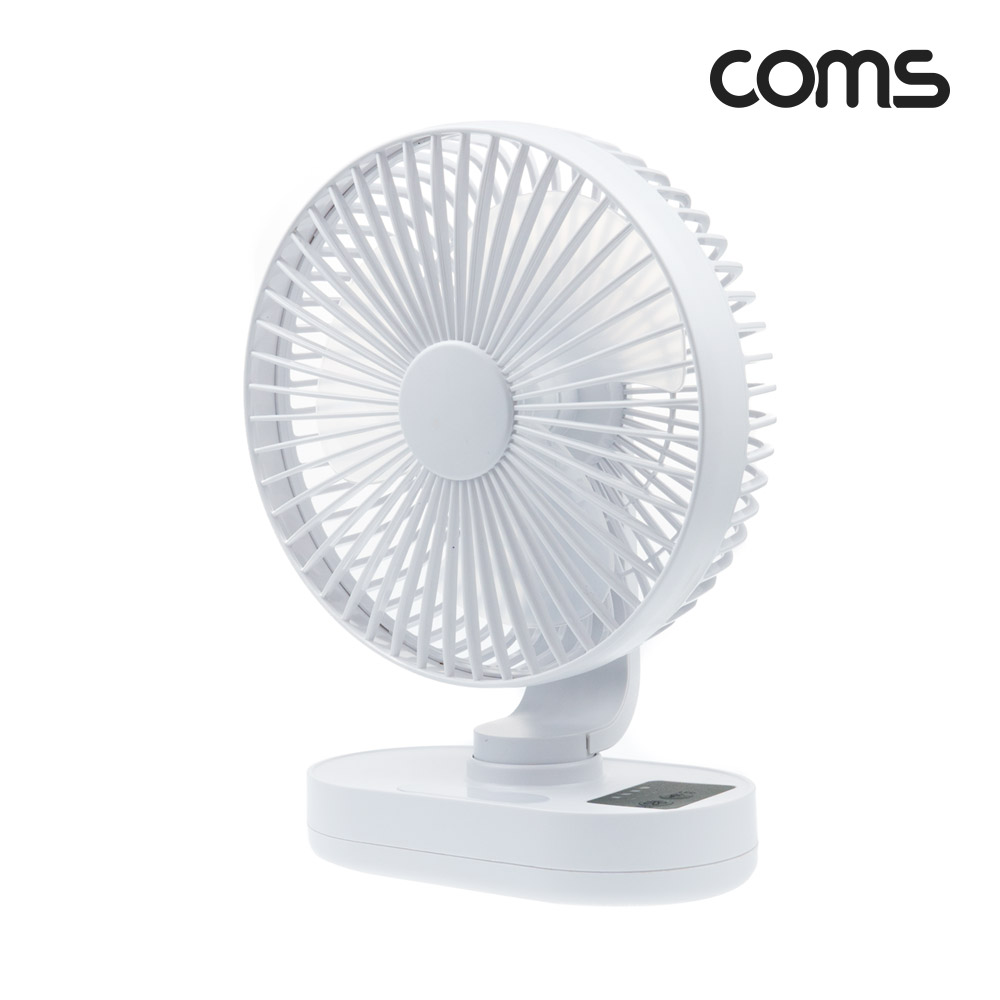 Coms 탁상용 대형 선풍기, LED 램프, 라이트, 스탠드, 탁상형, 가정용, 사무용, 20cm, 18650 배터리 포함, 초저소음