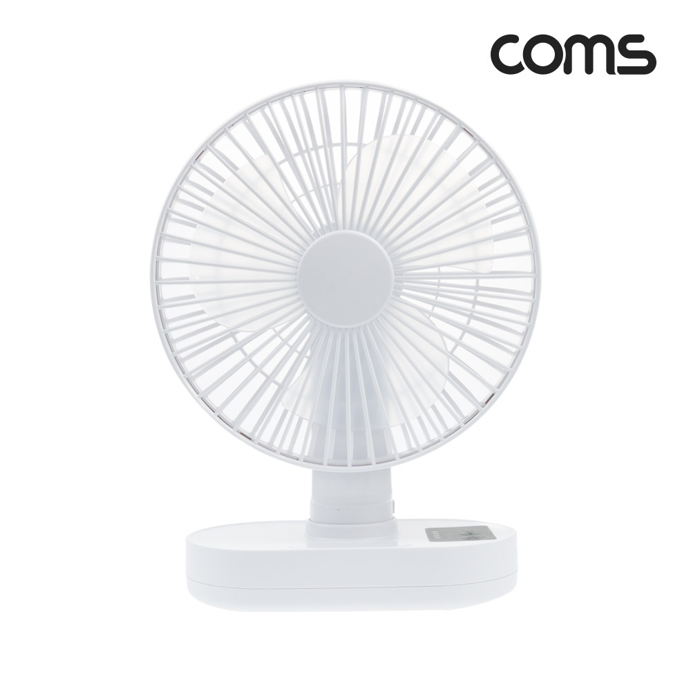 Coms 탁상용 대형 선풍기, LED 램프, 라이트, 스탠드, 탁상형, 가정용, 사무용, 20cm, 18650 배터리 포함, 초저소음