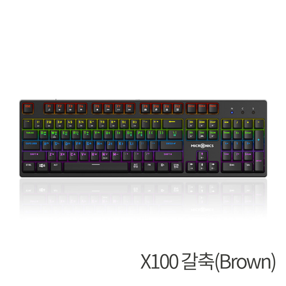 키보드 MANIC (X100(BROWN)) 게이밍 기계식 키보드(갈축)