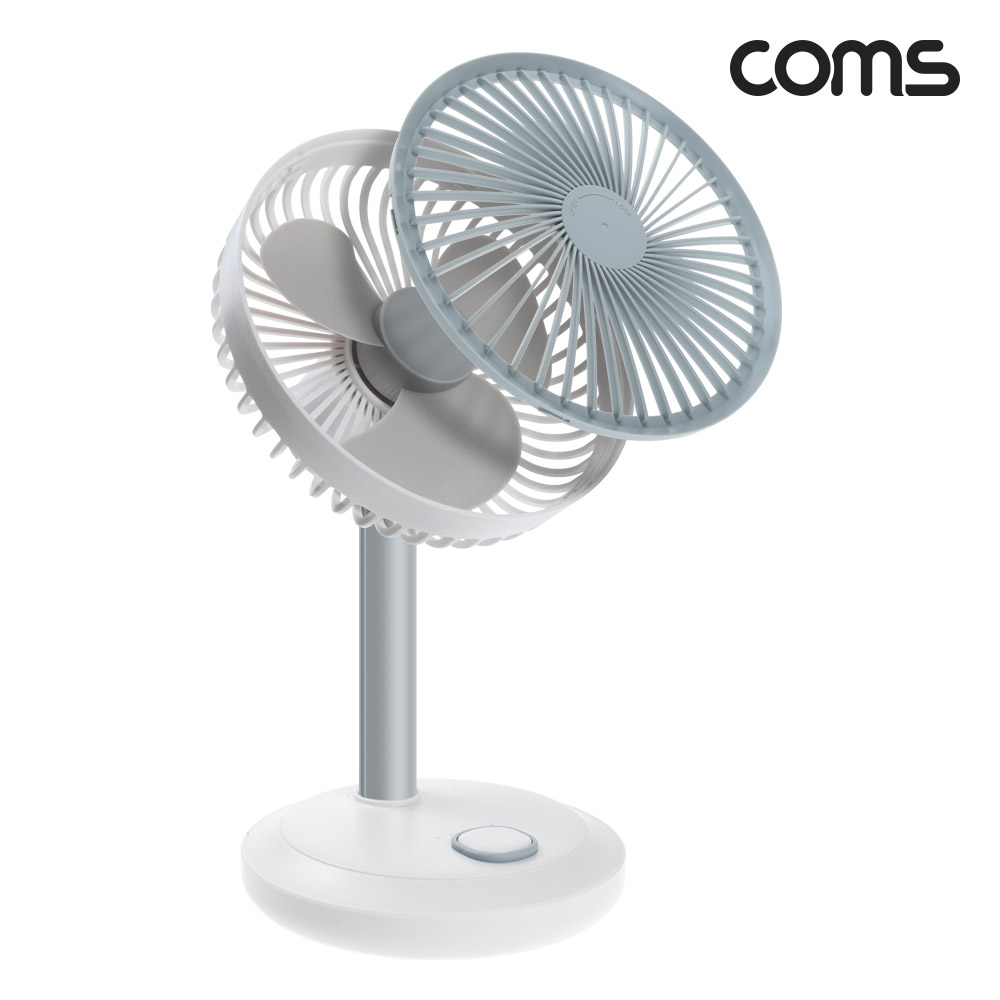 Coms 탁상형 초저소음 키다리 무선 선풍기 좌우자동회전 상하각도조절 5단높낮이조절 5단계바람세기모드, 18650배터리x2ea 포함