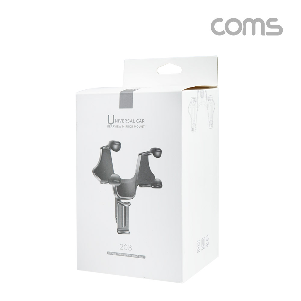 Coms 차량용 스마트폰 거치대 / 자동차 백미러 룸미러 고정 / 각도 회전 조절