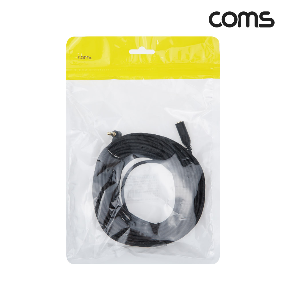 Coms 4극 연장 메쉬 케이블 10m 3.5mm 4극 M 꺾임 to F AUX Stereo, 순수 무산소동선 사용,스테레오 오디오 이어폰 연장