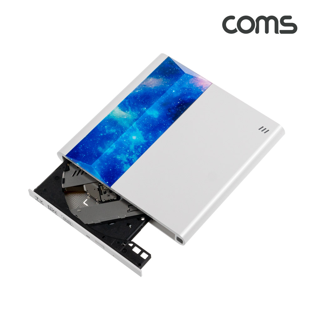 Coms 2 in 1 DVD 플레이어 겸용 외장형 ODD, CD&DVD RW(Read/Writer), USB 3.0, 휴대용, DVD-ROM, CD-ROM, TV연결, PC/노트북 연결
