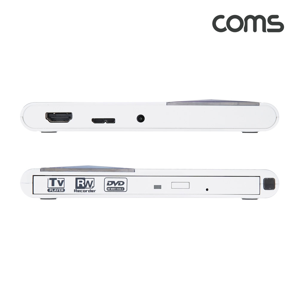 Coms 2 in 1 DVD 플레이어 겸용 외장형 ODD, CD&DVD RW(Read/Writer), USB 3.0, 휴대용, DVD-ROM, CD-ROM, TV연결, PC/노트북 연결