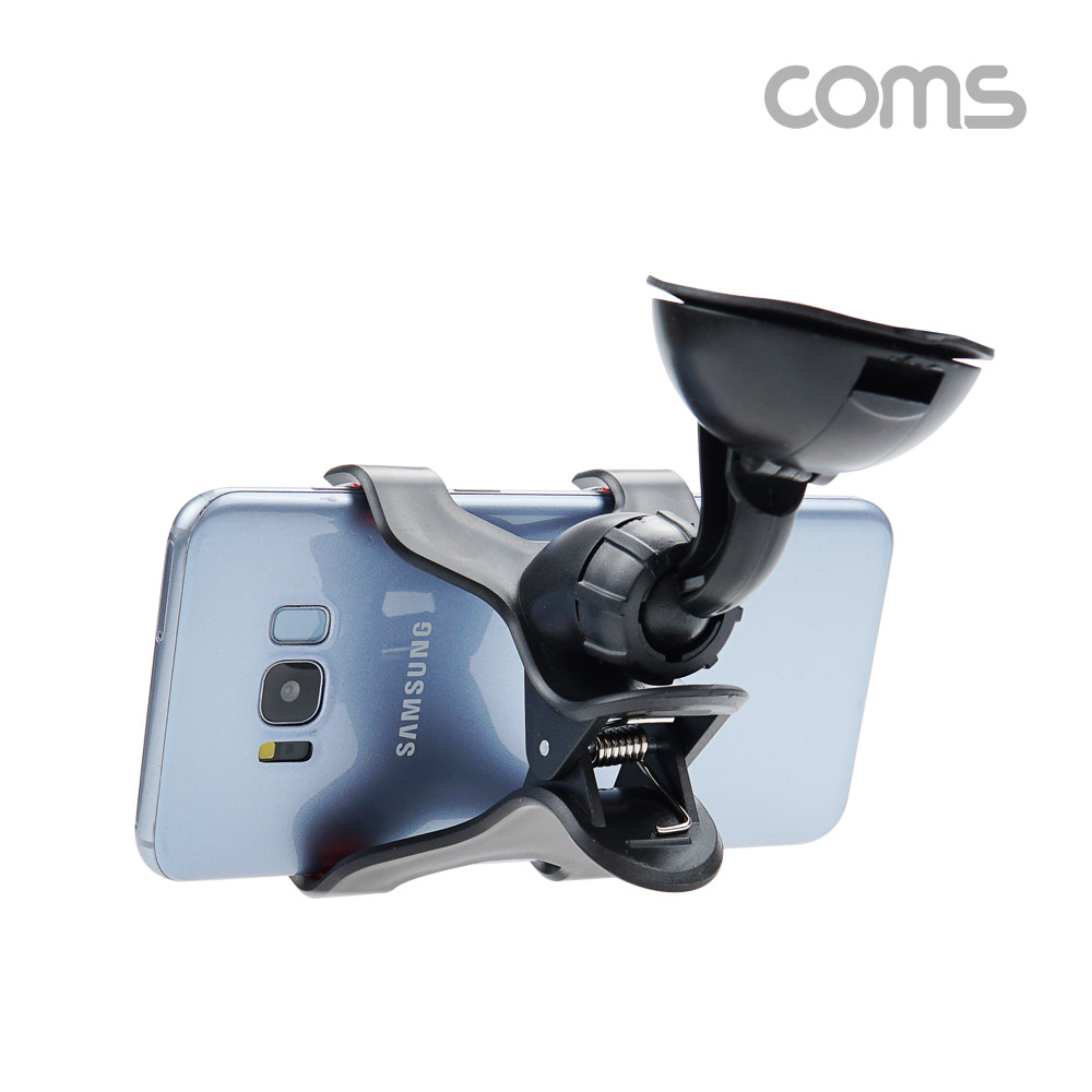 Coms 차량용 스마트폰 거치대(거치대) / 자동차 앞유리, 대쉬보드 부착 / 각도 회전 조절 / 흡착식, 집게형