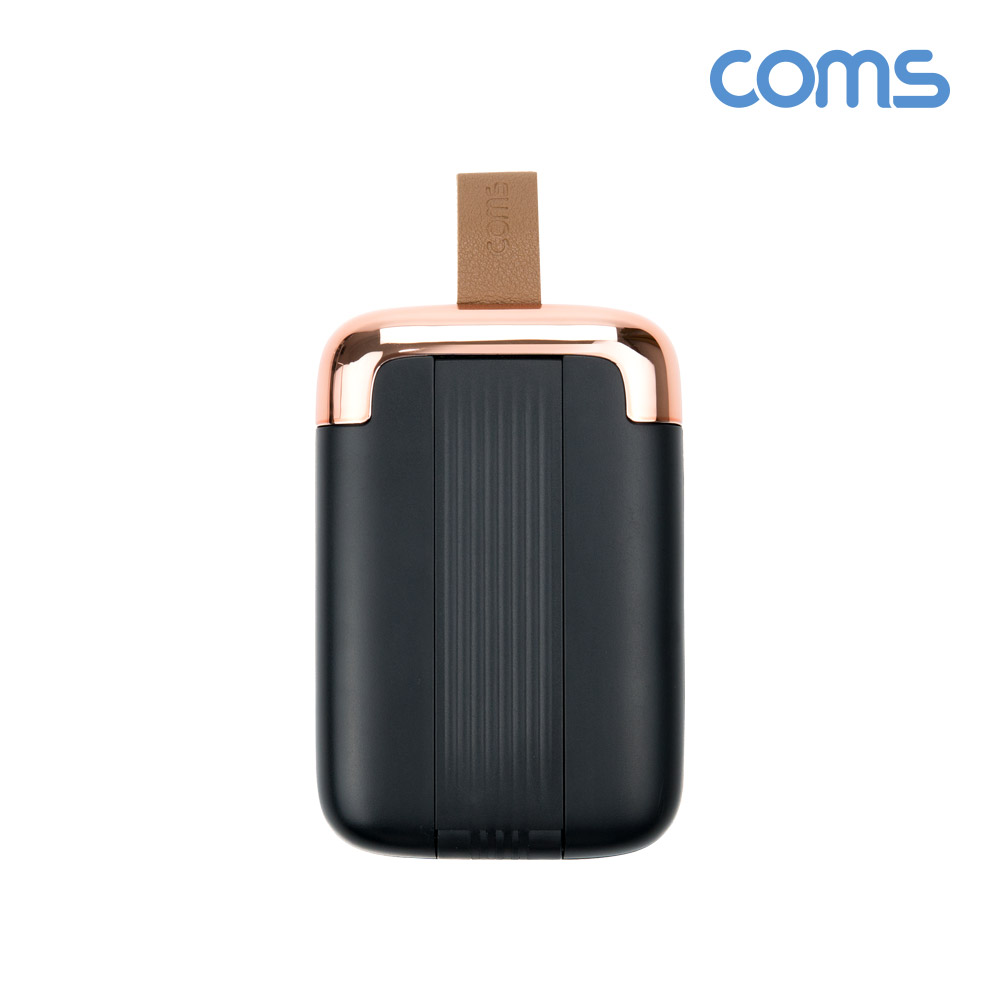 Coms 접이식 스마트폰 거치대, 스탠드, 무게중심 분산, 높이조절, 각도조절, 탁상용, 휴대용, 스트랩, Black