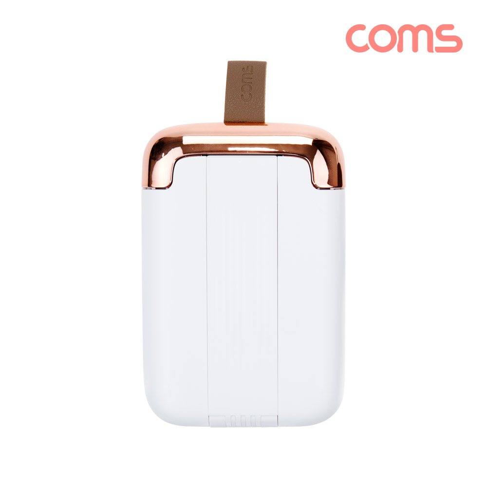 Coms 접이식 태블릿&스마트폰 거치대, 스탠드, 무게중심 분산, 높이조절, 각도조절, 탁상용, 휴대용, 스트랩, White